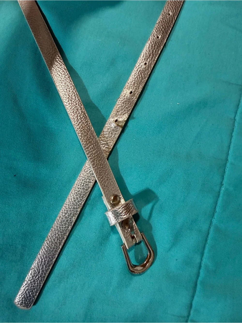 Metallic Silver Slim Belt - Women's Accessory
